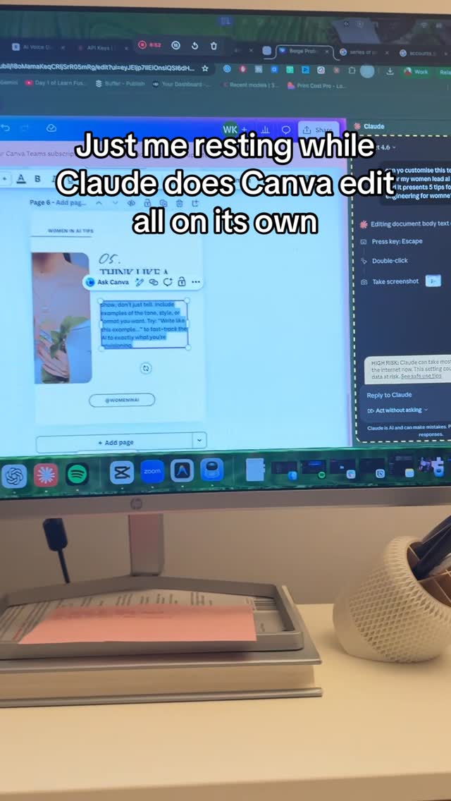 Just me resting while Claude does Canva edit all on its own